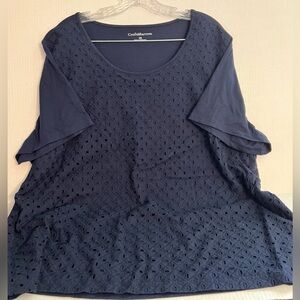 Croft & Barrow Dark Blue Eyelet Blouse